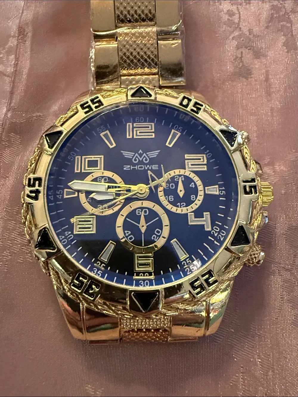Brand new Zhowe Gold-Tone Watch with Blue Dial